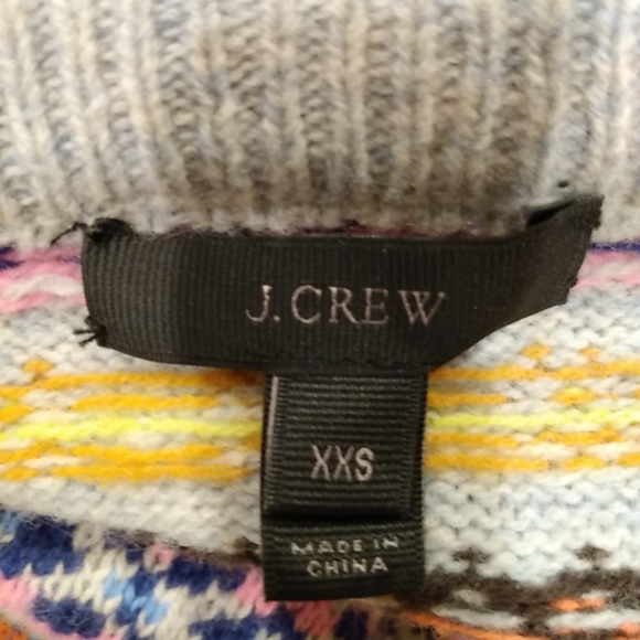 J.Crew Nordic Ski Fair Isle Lamb Wool Sweater Multicolor Stripe Preppy Pullover - Picture 7 of 10